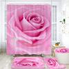 Pink Floral Rose Waterproof Shower Curtain Sets Toilet Seat Cover Non-Slip Bath Mat Rug Carpet Bathroom Decor Polyester Fabric