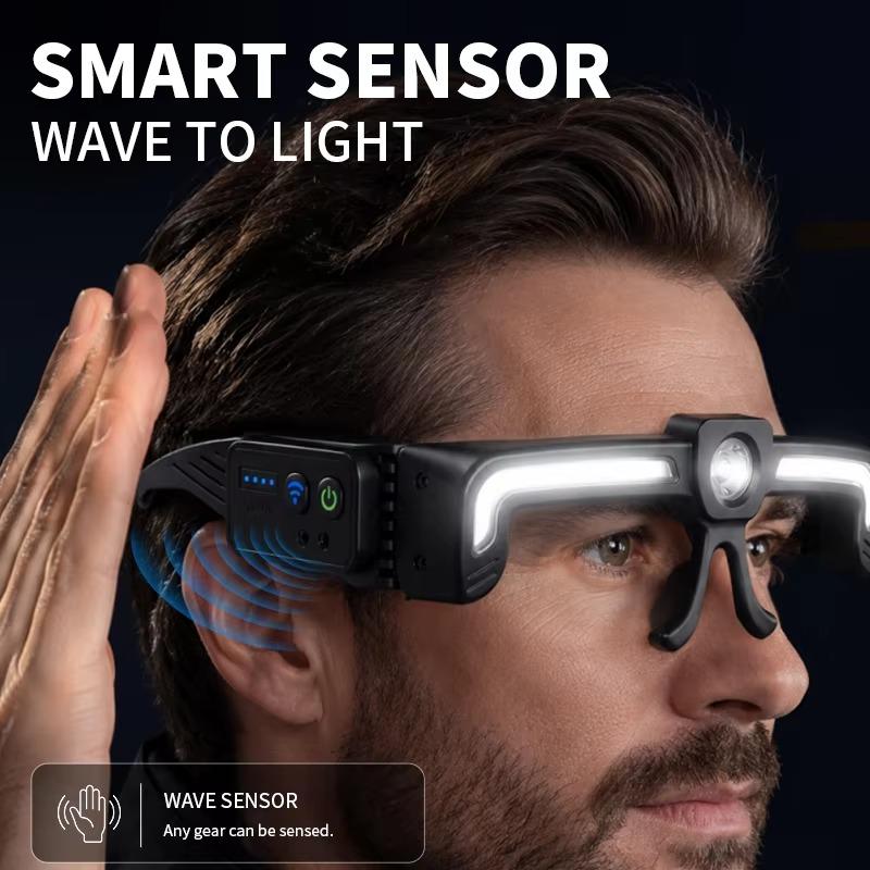 Induction Led Glasses Headlight Rechargeable Type-C Waterproof Lightweight Work Lamp For Car Maintenance Repair