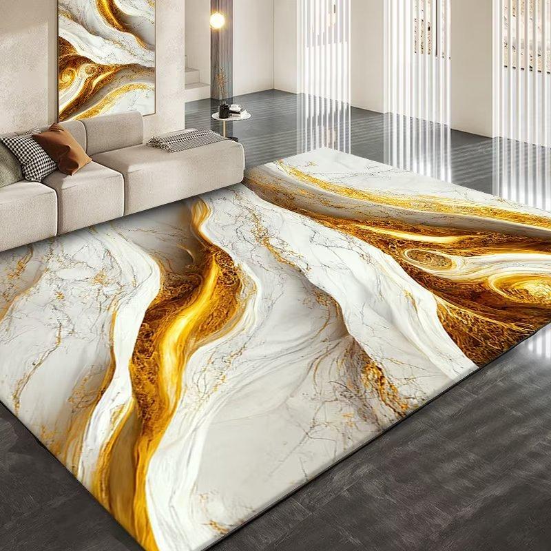 Golden Abstract Marble Stripes Carpets for Living Room Luxury Bedroom Decoration Large Area Rugs Sofa Side Soft Lounge Floor Mat