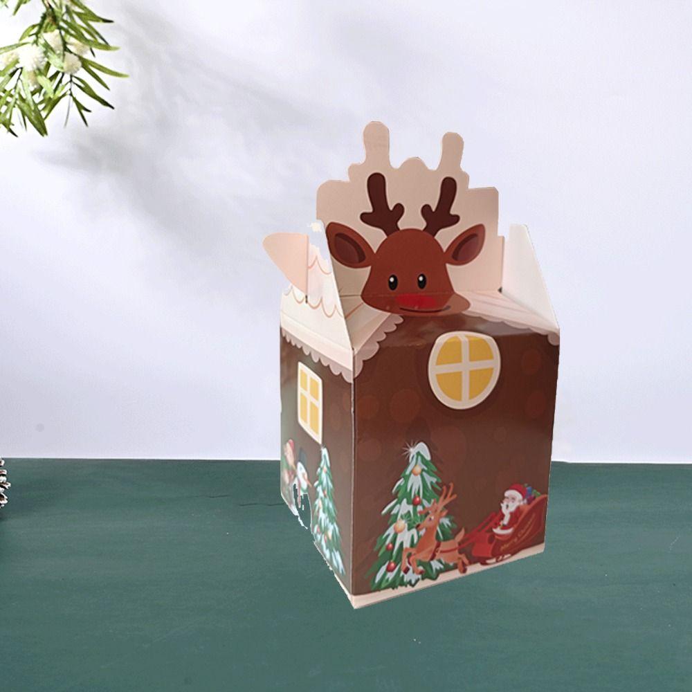 12pcs Cute Christmas Gift Box Paper Xmas Eve Packaging Bag Christmas Decoration Candy Box  Snack