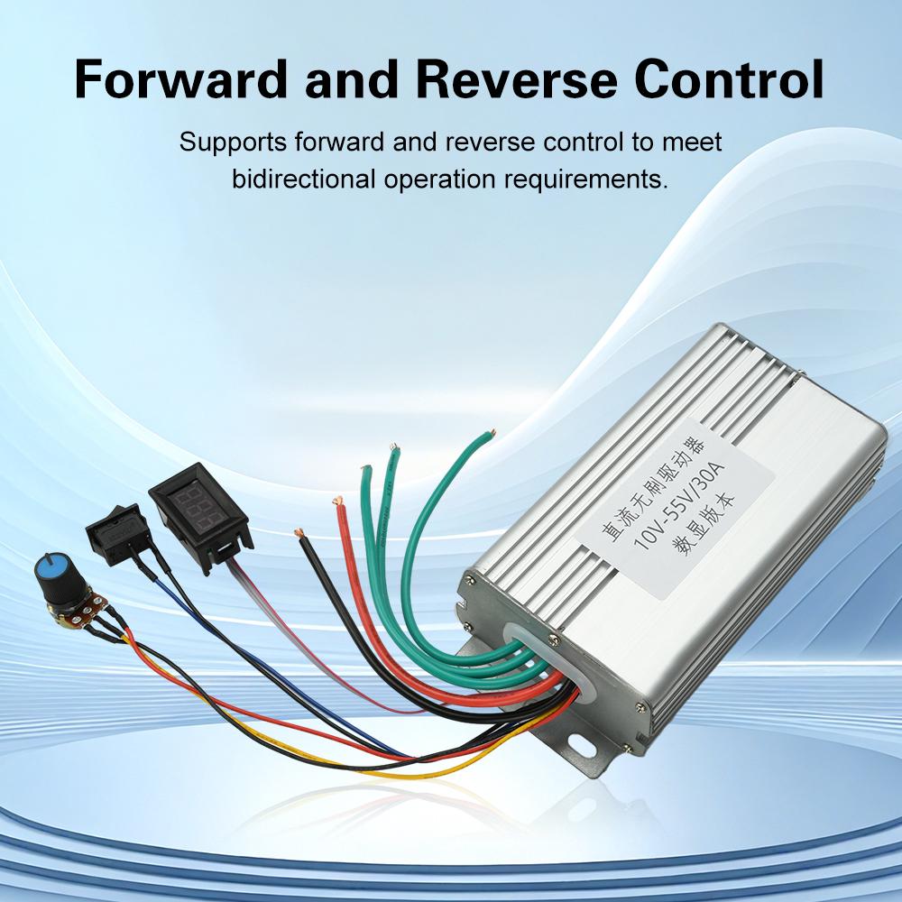 30A DC 10-55V Brushless Motor Controller Three-Phase Brushless ESC Digital Display Speed Regulator Board for DIY Projects