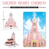 Creative Vietnam Pink Sacred Heart Church Of Jesus Building Brick Micro Diamond Block World Famous Architecture Nanobricks Toys