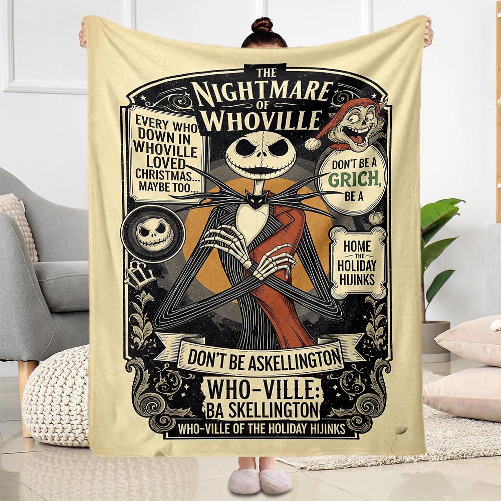 Christmas Nightmare Blanket Comfortable Great for Bedding Office Chair Sofa for All Occasions Playful Design Birthday Christmas Gift Blanket