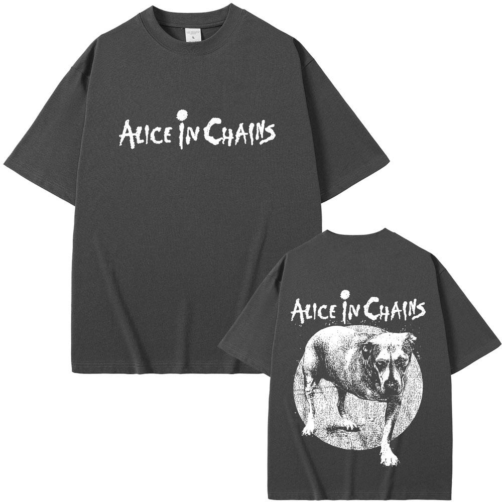 Rock Band Alice In Chains Double Sided Graphic Tshirt Summer Men Women Casual High Quality Cotton Tshirt Male Vintage T Shirts
