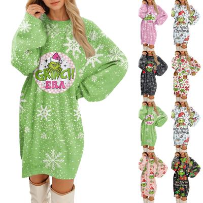 Women's Round Neck Casual Long Sleeve Plush Dresses