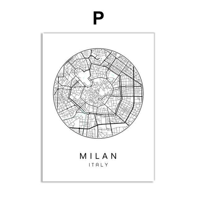 Nordisches minimalistisches Leinwandbild, Weltkarte, Poster, Bosten Landon, New York City, Wandkunst, Heimdekoration, Zitate, kein Rahmen