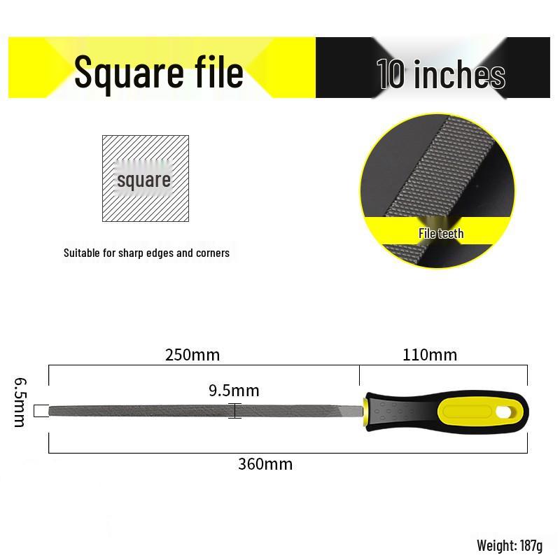 Multifunctional Steel File Set: Triangular, Half-Round, Round, Flat, Board, and Rasp Files