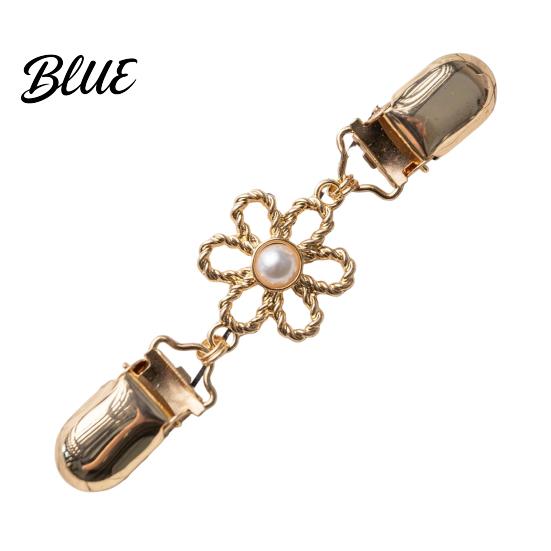 Clothing Fashion Clips Vintage Sweater for Women Girls, Retro Faux Pearl/Floral Cardigan Clips, Elegant Collar Dress Waist Alteration Clip Dresses
