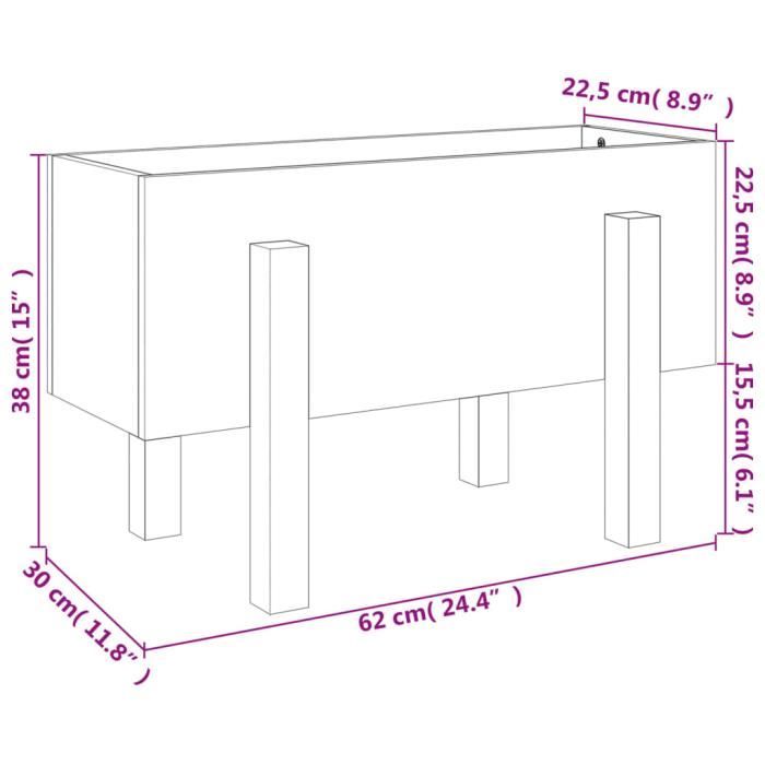 VidaXL Jardinière 62x30x38 cm bois massif de pin 825177