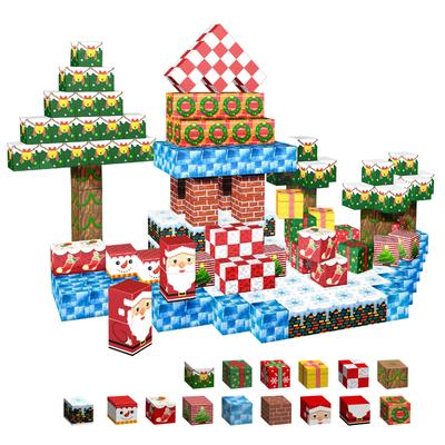 Père Noël Arbre de Noël Scène Modèle Ensemble de Blocs de Construction Enfants Créatif DIY Jouets de Développement Cérébral Cube Magnétique Cadeau de Noël
