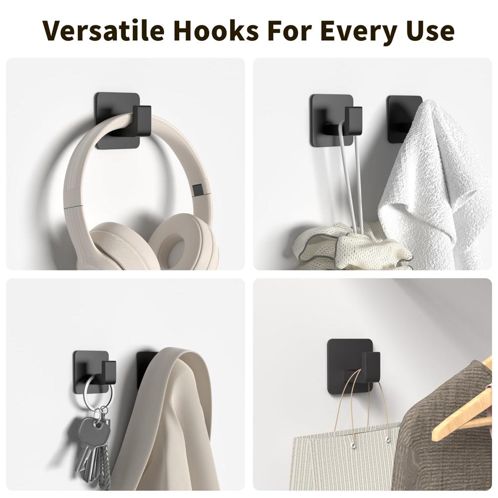 4 Pcs Square Self Adhesive Hooks Adhesive Wall Hooks for Hanging Towel Coats