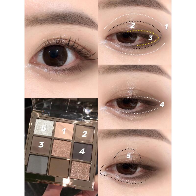 9-Color Eyeshadow Palette - Matte & Shimmer Nude Tones for All-Day Wear, Compact Makeup Kit with Mirror