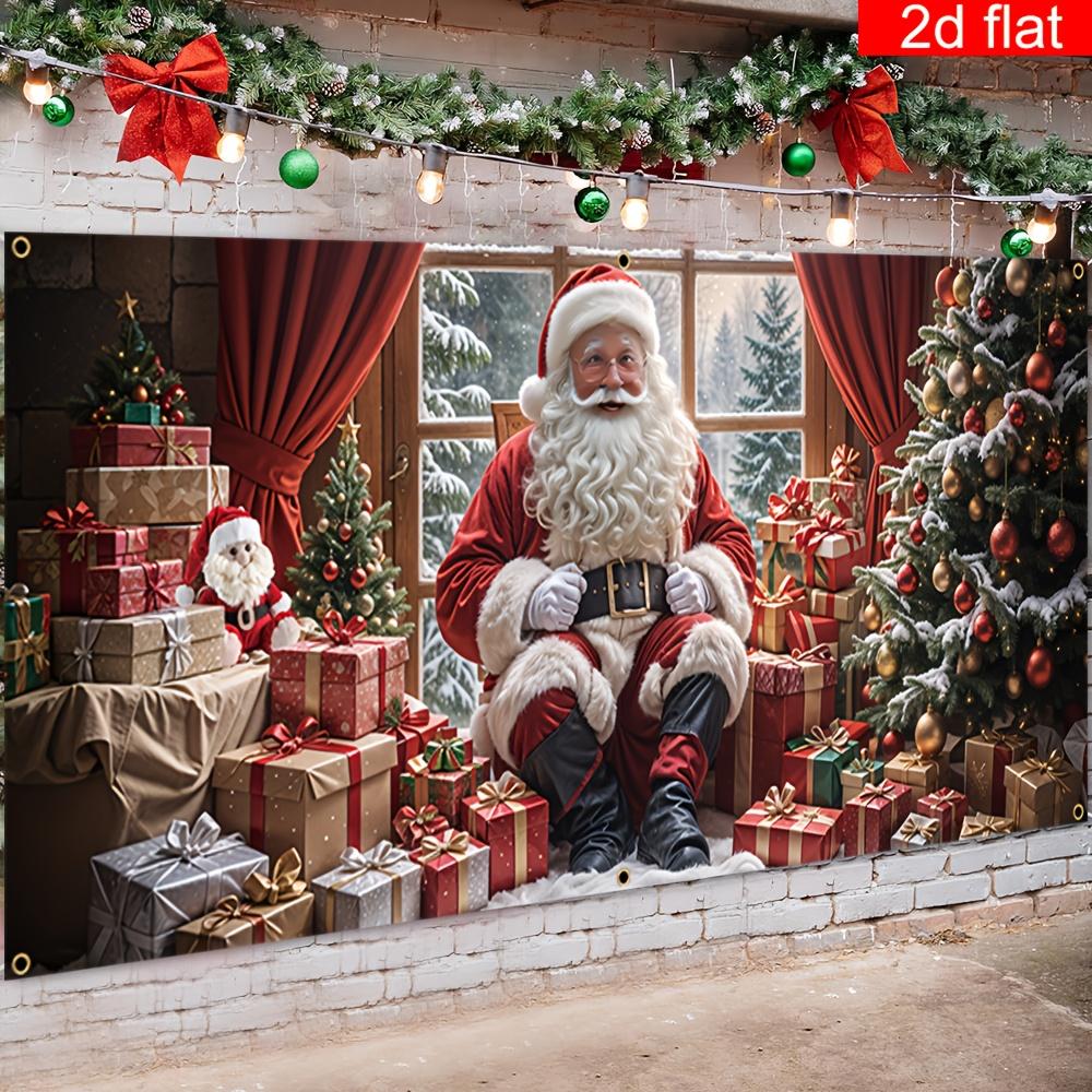 2D Flat Banner 1PC Multi-purpose Outdoor Holiday Decorations for Winter Santa Claus Christmas New Year and Carnival