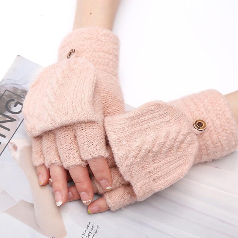2025 Embroidered Gloves, New Style, Student Gloves, Cashmere Half Finger Gloves, Flip Gloves, Couple Knitted Gloves, Jacquard Warm Gloves