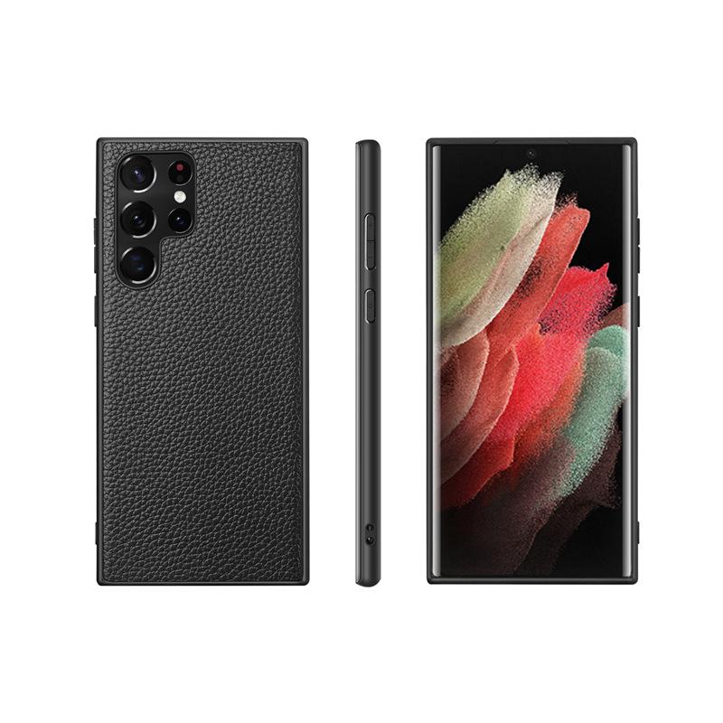Suitable for Samsung S25ultra Mobile Phone Case Galaxy Full-inclusive S24plus Anti-fall S23 Lychee Pattern 22 Leather Case