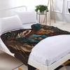 Peacock Feather,Blue Eye And Golden Feather Pattern Printed Flannel Blanket,Suitable For Bedroom,Dormitory,Car,Outdoor,Sofa,Gift