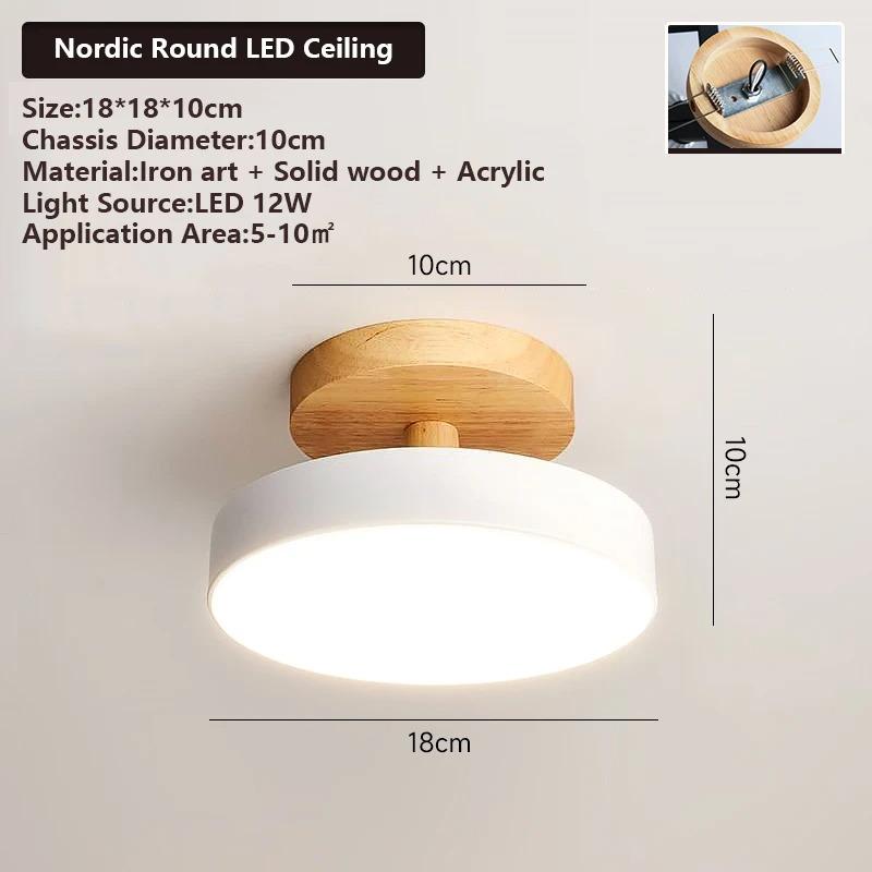 Modern Led Ceiling Lights Entrance Hallway Ceiling Lamps Balcony Wood Round Cloakroom Dining Room Study Bedroom Lighting