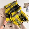 100 Wool Scarves Women's New Atmosphere Autumn and Winter Versatile Black and White Plaid Cashmere Scarf