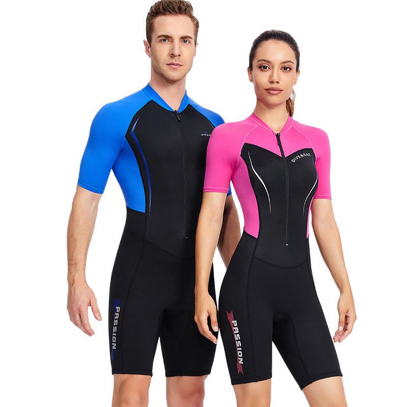 1,5 MM Neopren Neoprenanzug Männer Frauen Kurzarm Trunk Einteiler Nass Anzüge für Schwimmen Overall Surfen Rash Guards