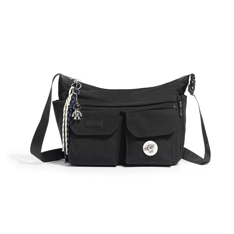 Multi-Functional Outdoor Large Capacity Messenger Bag Solid Color Shoulder Crossbody Bag чёрный
