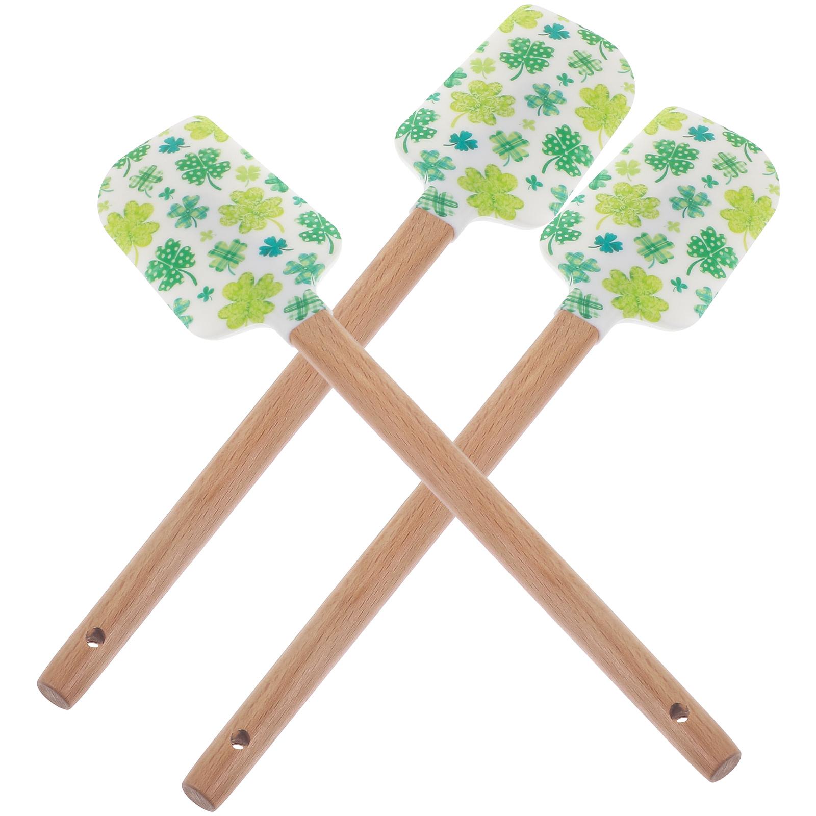 3 Pcs Silicone Spatula Baking Butter Scraper Spatulas with Wood Handle Frosting Cream Scrapers Cake Making Tools Accessories