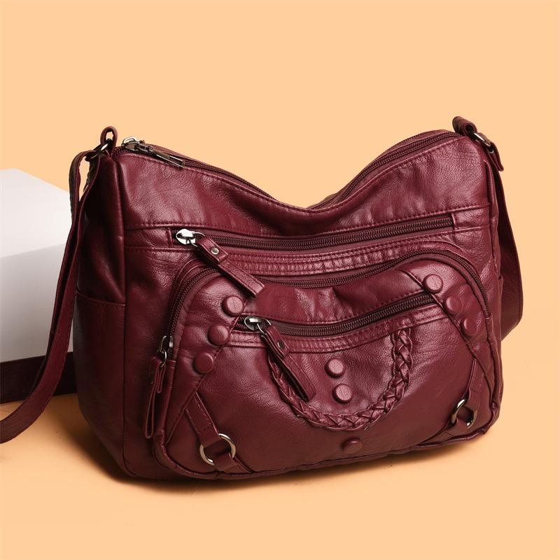 New soft texture temperament women's messenger bag fashionable shoulder large capacity multi-pocket mother backpack