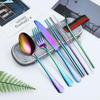 Dinnerware Travel Camping Cutlery Set Reusable Straw Spoon Fork Chopsticks Portable Case Multicolor Kitchen Tableware Tools