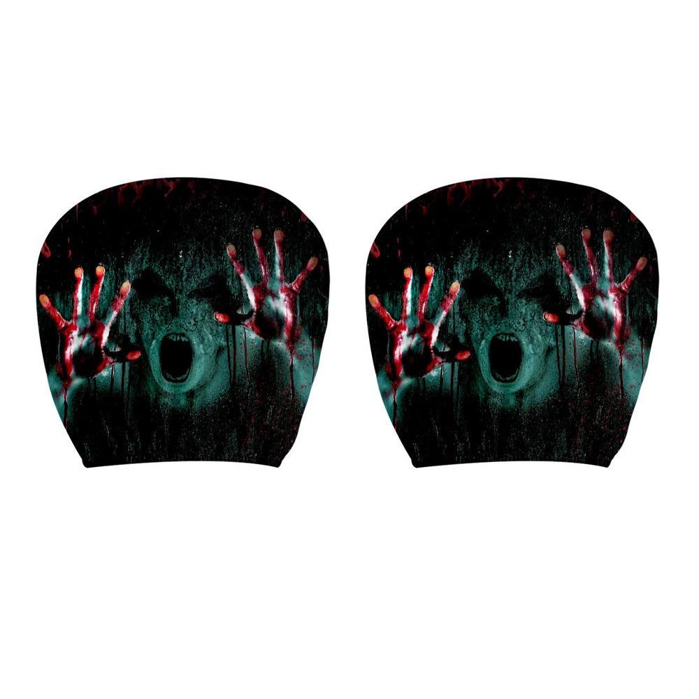 2 Pcs Halloween Accessories Car Headrest Covers Ghost Car Seat Headcover All Seasons