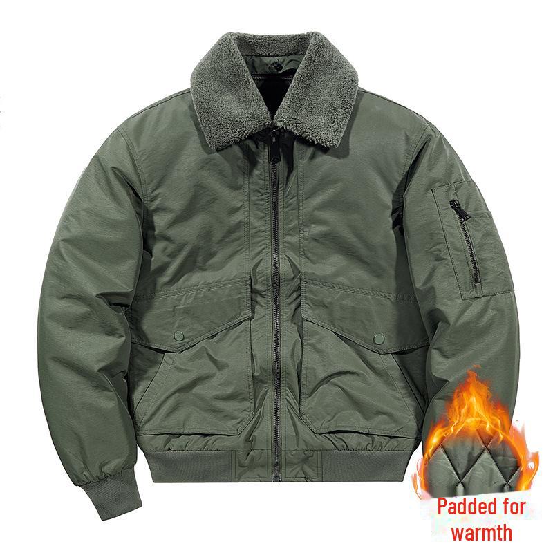 

Чоловіча бавовняна піджака - товстий, знімний хутряний комір, повсякденний теплий комір-стійка (Модель 7911) 5XL