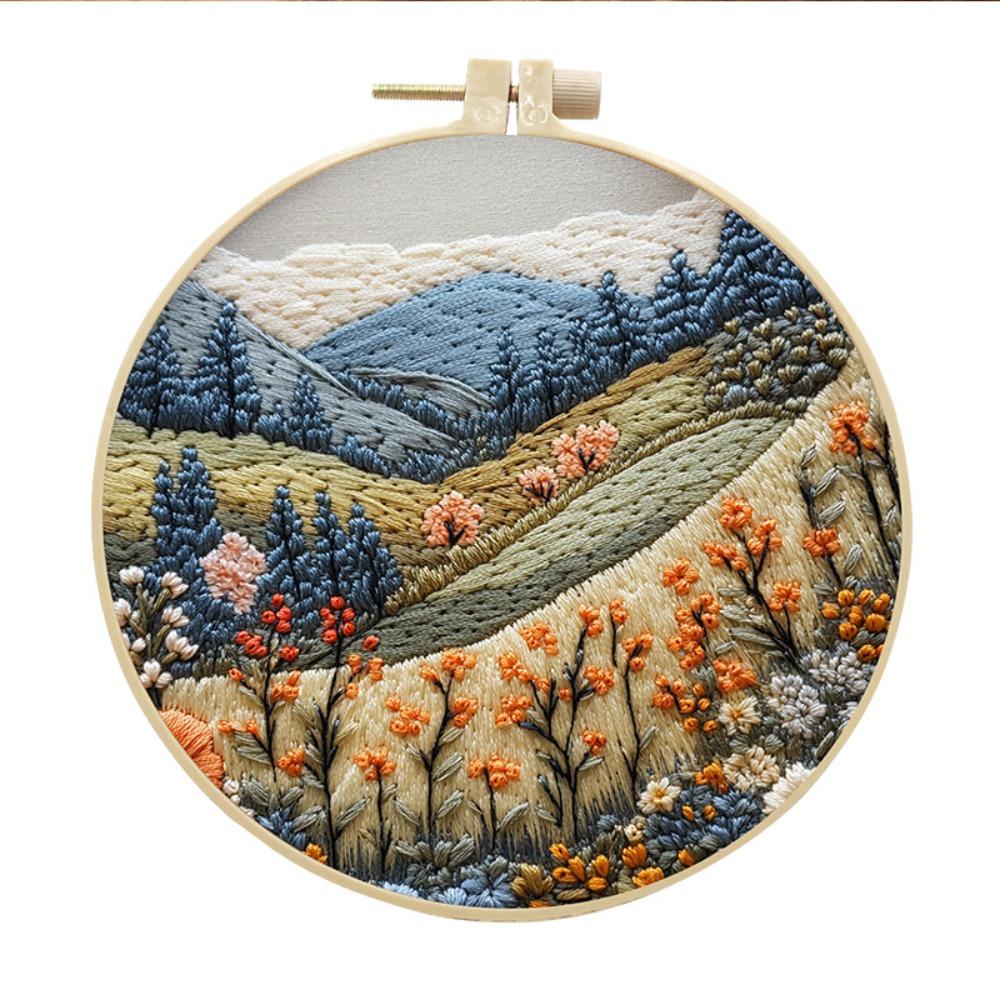 Mountain and Moon Landscape Embroidery Kit Handmade Gift Home Decoration Cross Stitch with Scenery Pattern Sewing accessories