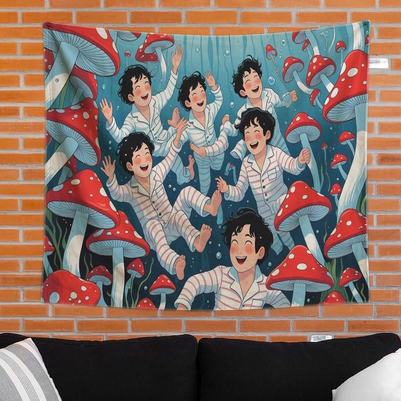 mushroom tapestry 75x100