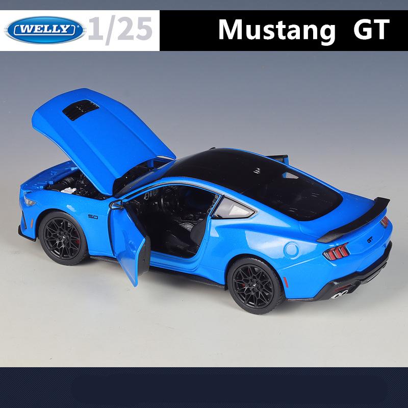 Welly 1/25 2024 Ford Mustang GT Alloy Sports Car Model Diecast Metal Racing Car Vehicles Model High Simulation Children Toy Gift