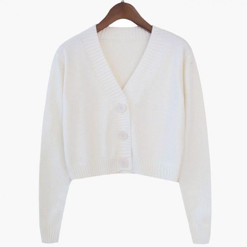

Women s Knitted Cardigan Sweater - Flattering Neckline, Pairs with High-Waisted Pants for a Slim Look, Trendy Solid Color Outerwear One Size (Priority Shipping for Followers) белый