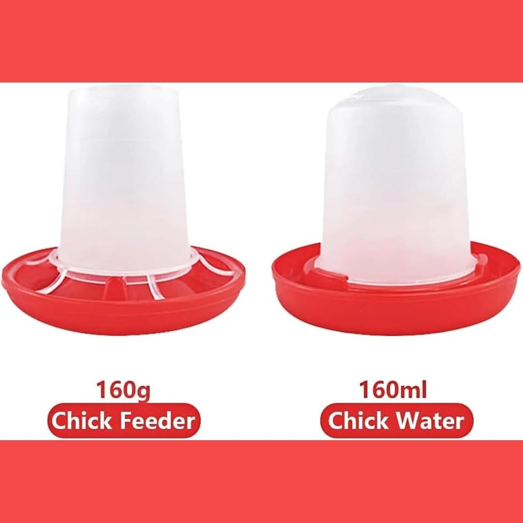 Horoper 2pcs Chick Feeder Quail Feeder and Waterer Kit Automatic Poultry Water Feeder Rotarys Sleeve Design Watering Poultry Feeder and Waterer Combo
