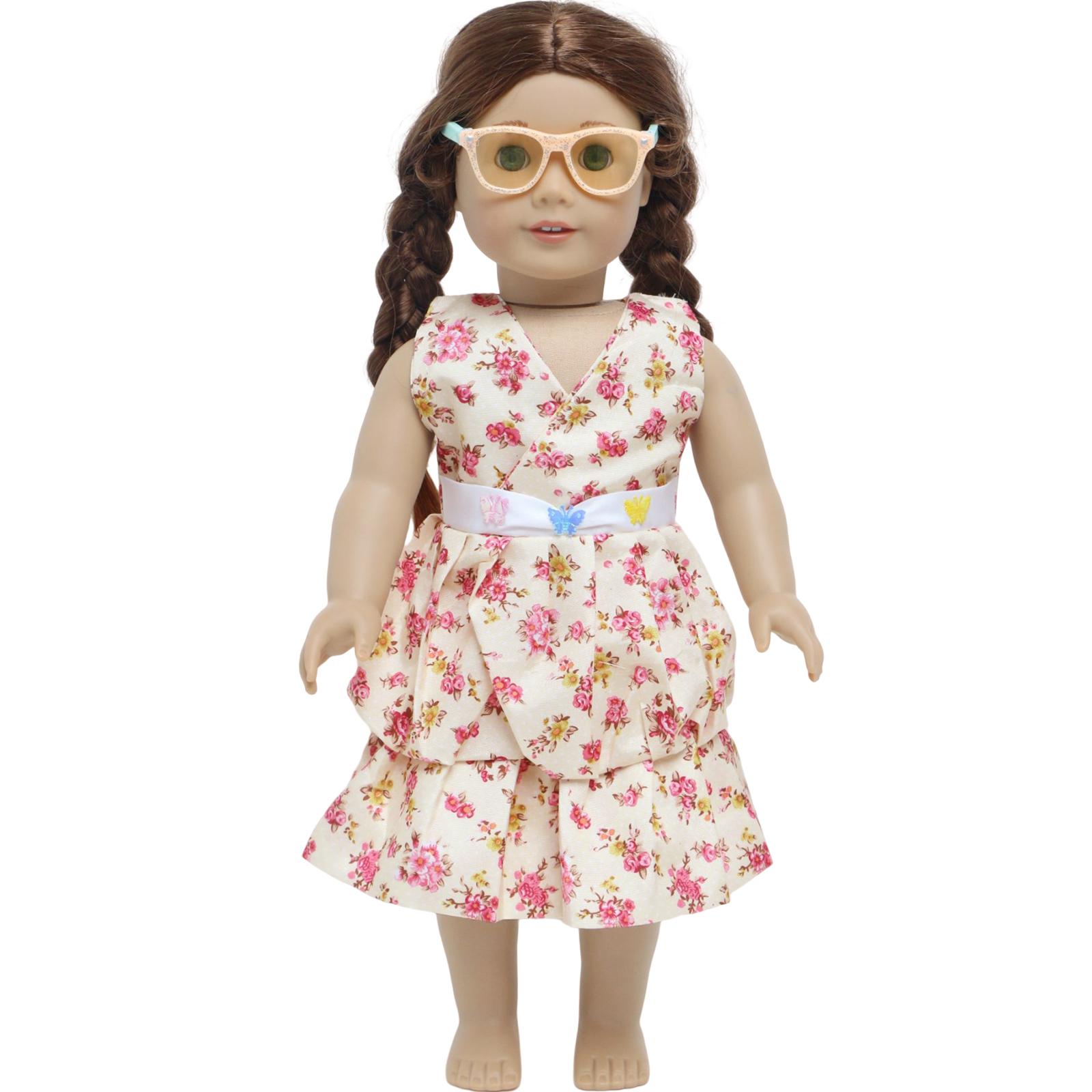 

Платье для кукол 18 дюймов, одежда с очками, модный игровой набор, аксессуары для кукольного домика, наряд для куклы 45 см, игрушка для девочек, подарок на день рождения(НЕТ КУКЛ)