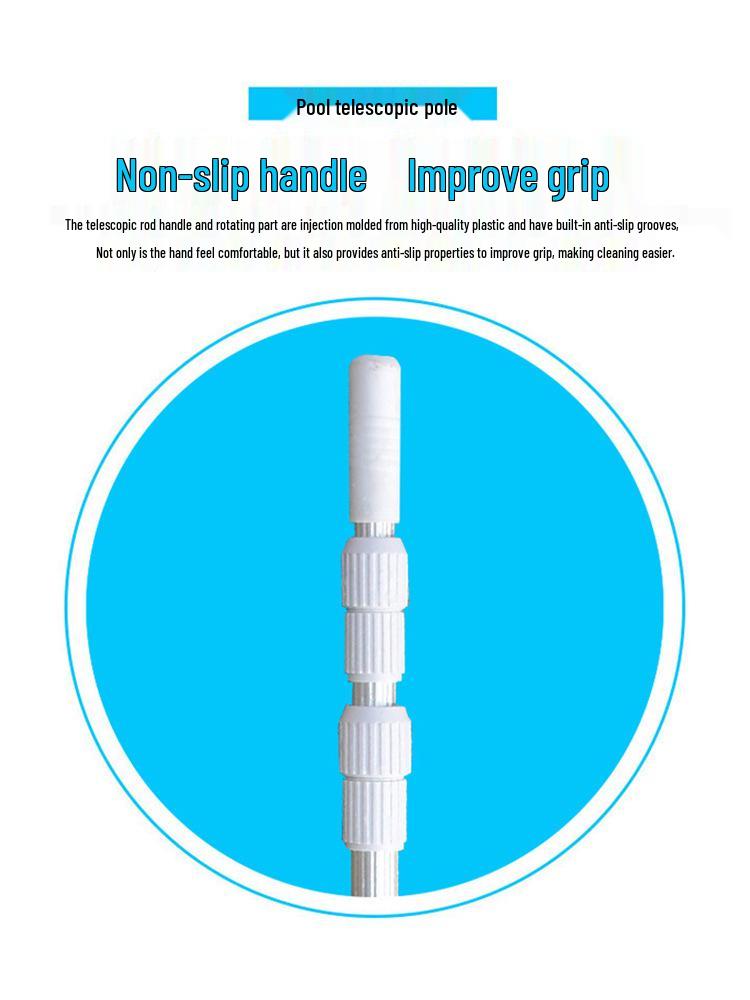 Telescopic Aluminum Pool Pole: Lifesaving, Skimming, Brushing, and Suction Head