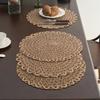 1/4/6/12pcs Jute Outer Ring Wave Woven Placemats, American Country Vintage Decorative Non-Slip Table Mats