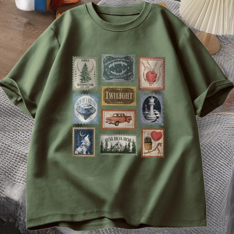 Twilight Saga T Shirt Women Unisex Forks Vintage Printed T Shirts Tee Vampire Aesthetic Book Lover Graphic TShirt Streetwear Tops