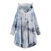 Women Fashion Plush Pocket Winter Tie-dyed Long Sleeve Keep Cat Ears Warm Coat