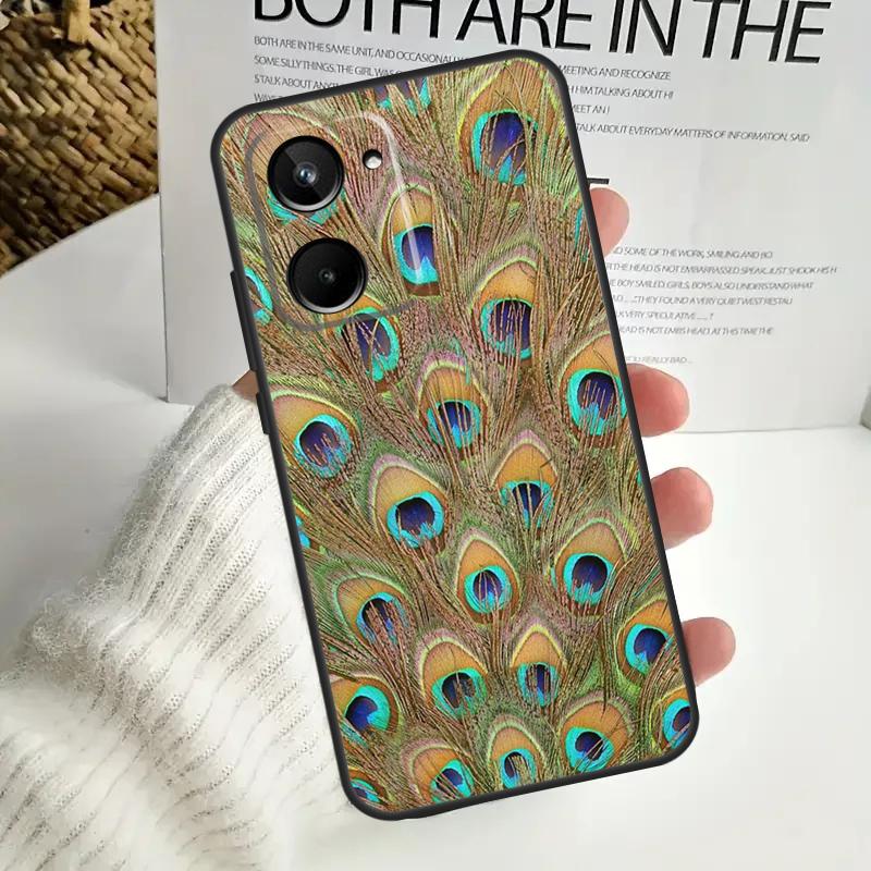 Bird Peacock Feather For Realme GT6 GT7 15 Pro 10 11 12 13 14 Pro Plus C55 C71 C75 C67 C63 C61 C53 C35 C65 Case