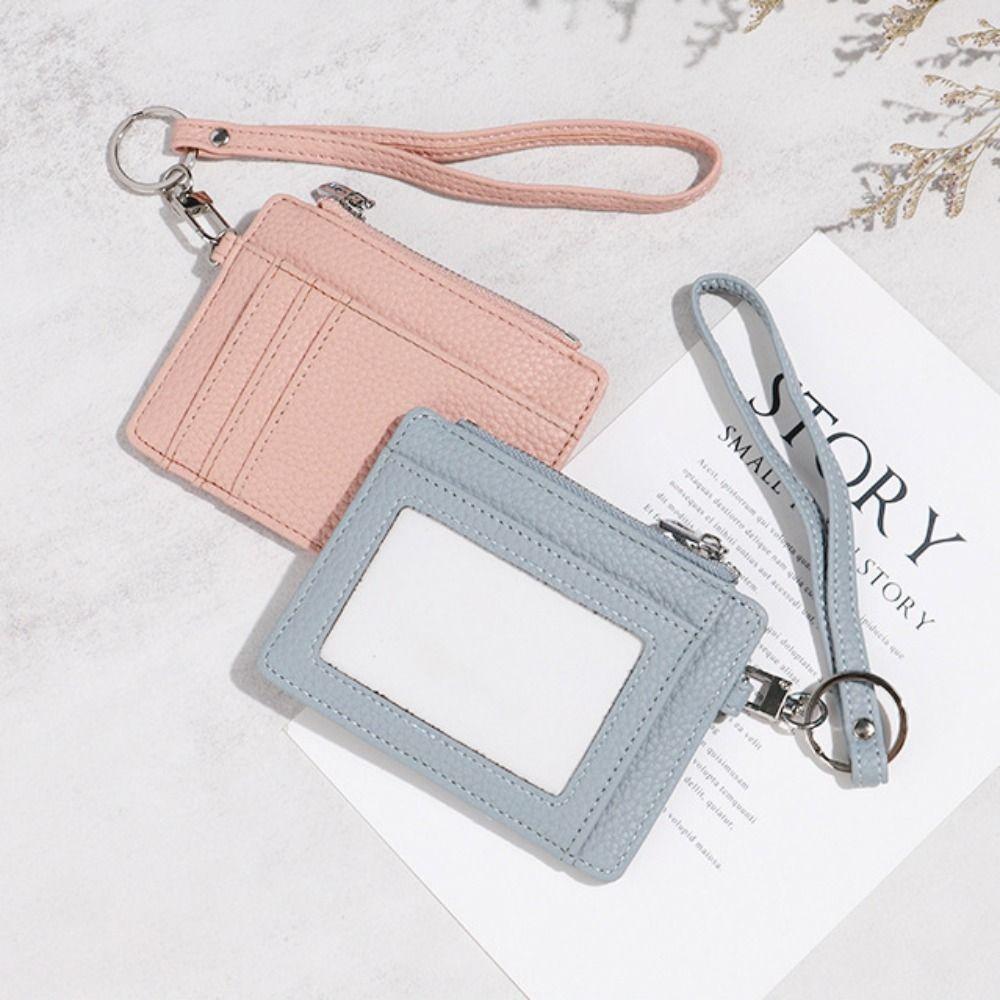 

Zip Card Holders Solid Color Card Wallet Portable Coin Purse Women