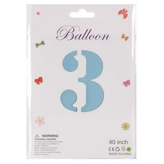 40" Baby Blue Number Foil Balloon for Birthdays, Weddings, Anniversaries, and Party Decorations.