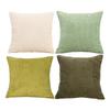 Ensemble de 4 Housses de Coussin Décoratives en Velours Côtelé Carrées Housse de Coussin Douce Design Rayé pour Canapé Lit Chaise Bureau à Domicile Salon