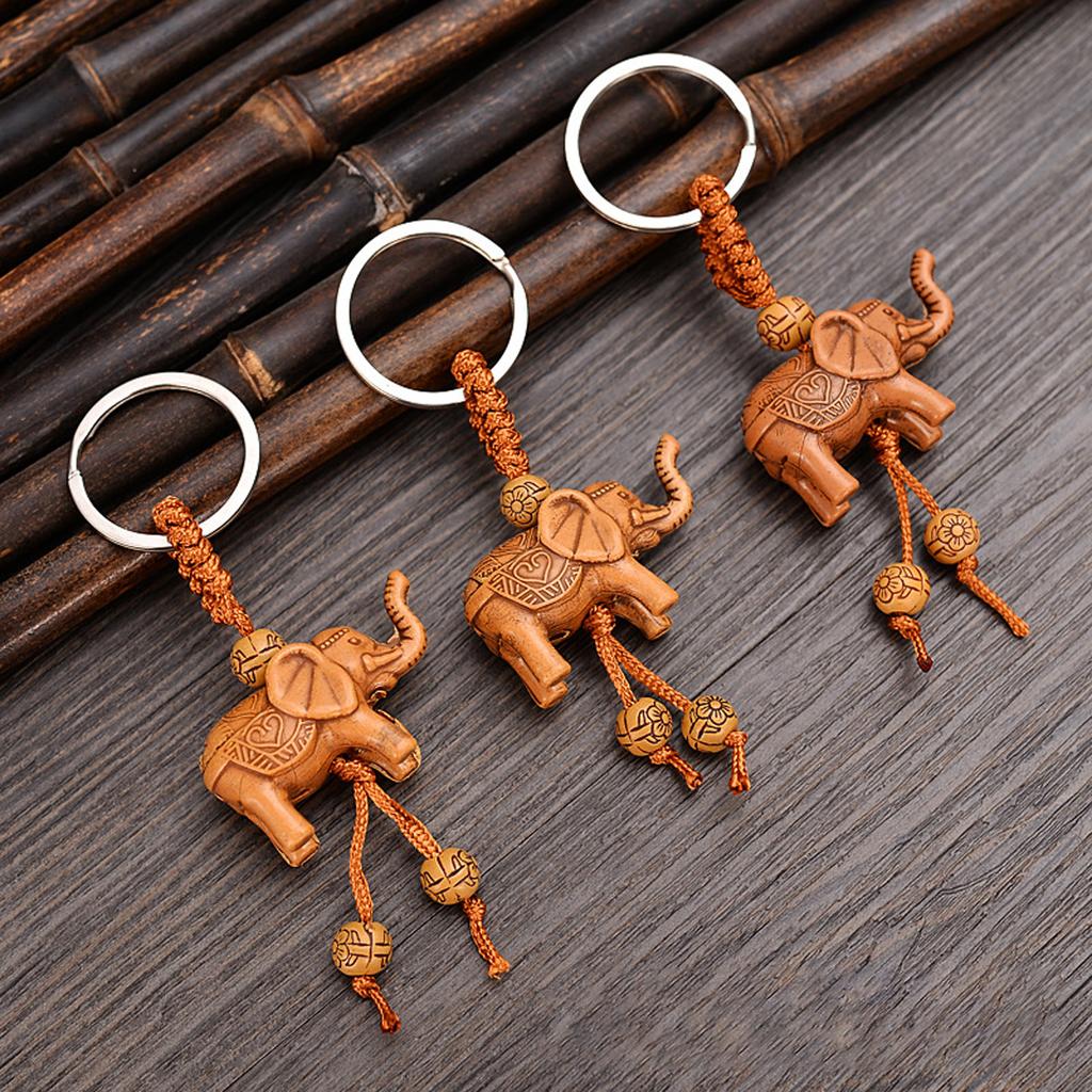 Creative 3D Elephant Keychain Pendant Resin Animal Charm Bag Hanging Decoration Accessory For Keys Bags Gifts