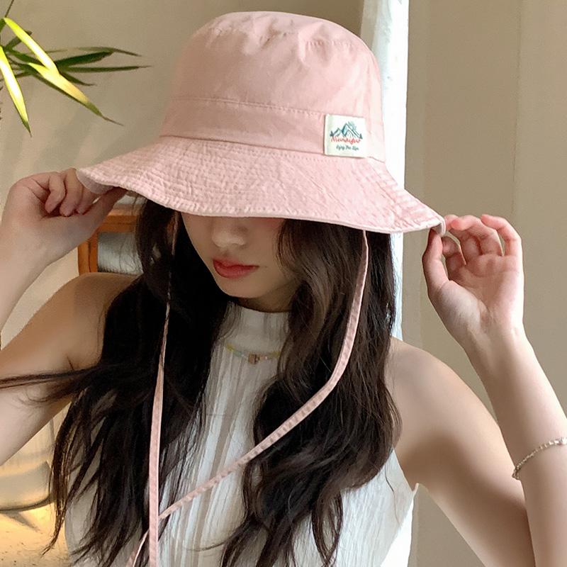 

Big eaves bucket hat with windproof rope women s summer outdoor sunshade sunscreen lace basin hat folding sun hat Adult average size світло-рожевий колір
