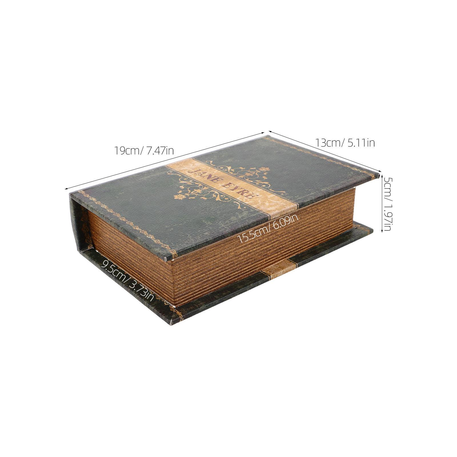 Book Shaped Trinket Storage Box Vintage Fake Book Decorative Keepsake Organizer Hidden Jewelry Cable Storage Case Retro Tabletop