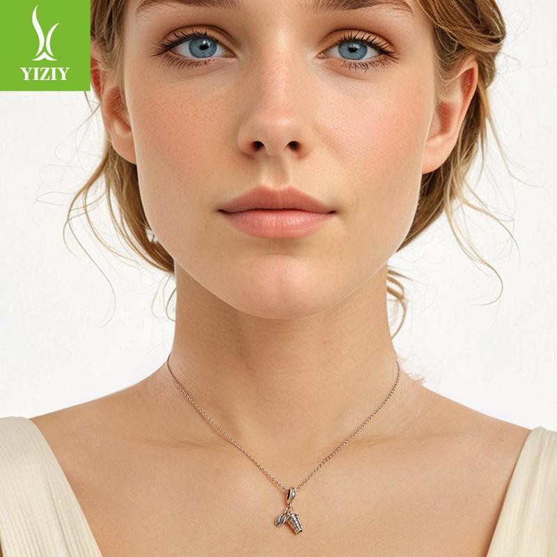 S925 Silver Coffee Cup Pendant Diy Beaded Bracelet Accessories Light Luxury Niche S925 Sterling Silver Loose Beads