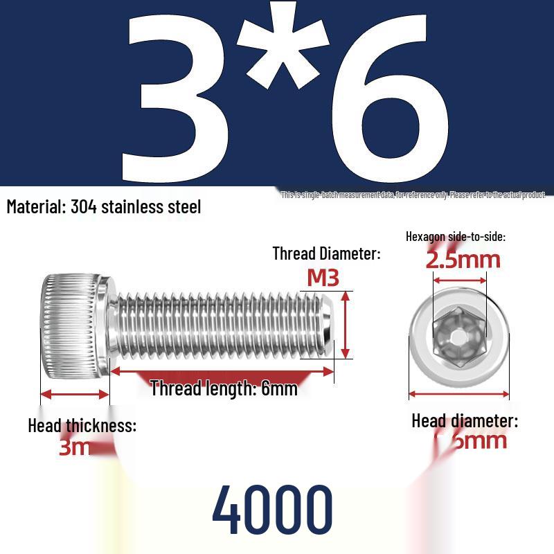 304 Stainless Steel Hex Socket Head Cap Screws, M2-M10, Extended Length