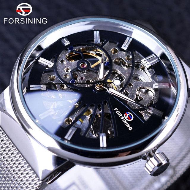 Forsinging Neue Top-Herrenuhr Casual Business-Stil Vollhohle Herren-Mechanische Uhr Herren Wasserdicht Leuchtend