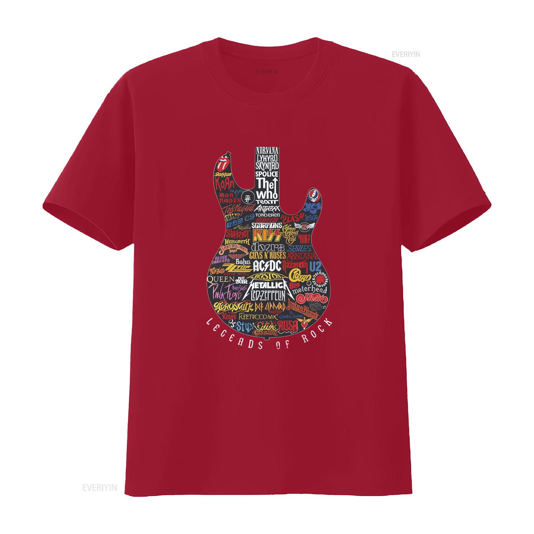 

Legends Of Rock Guitar Vintage Heavy Cotton T Shirt Band Names Print vintage Washed Unisex Breathable Comfortable Slightly S